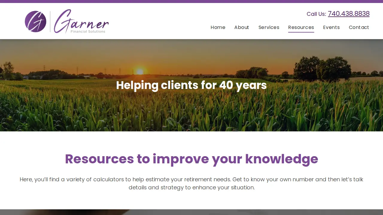 Garner Financial Solutions page