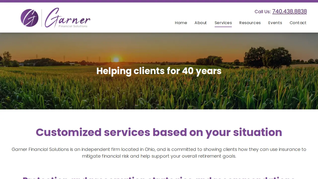 Garner Financial Solutions page