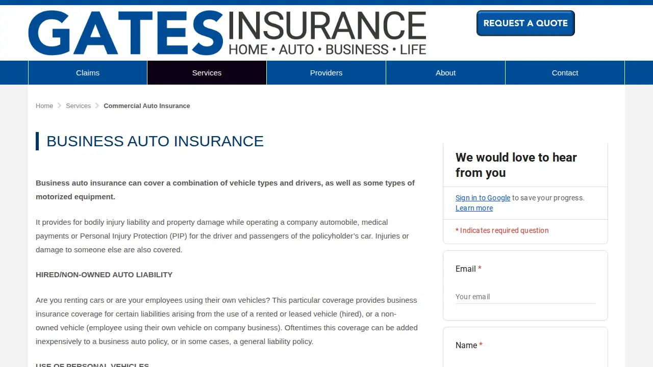 Gates Insurance Agency, Inc. page