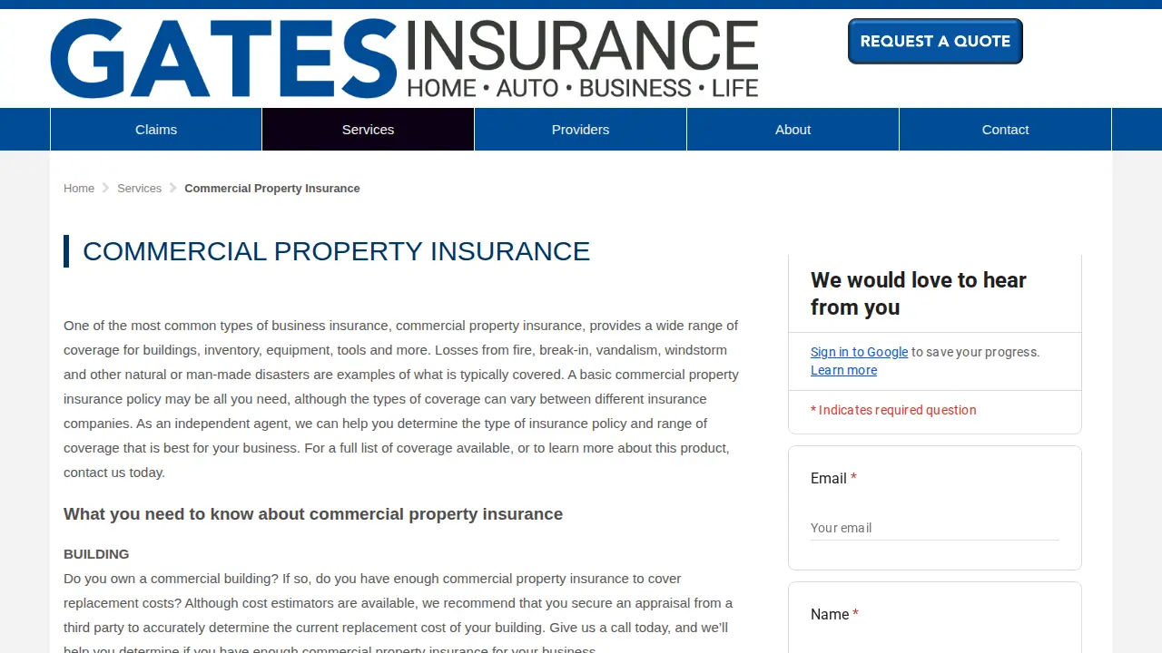 Gates Insurance Agency, Inc. page