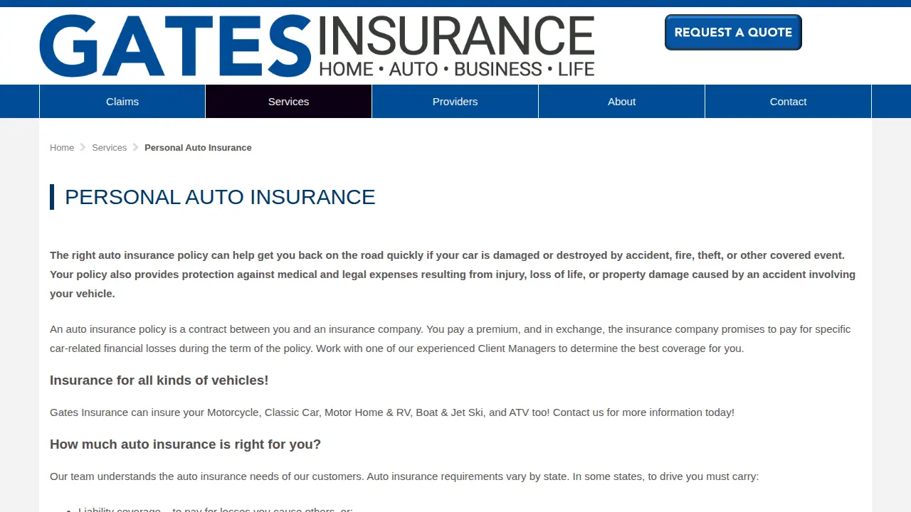Gates Insurance Agency, Inc. page