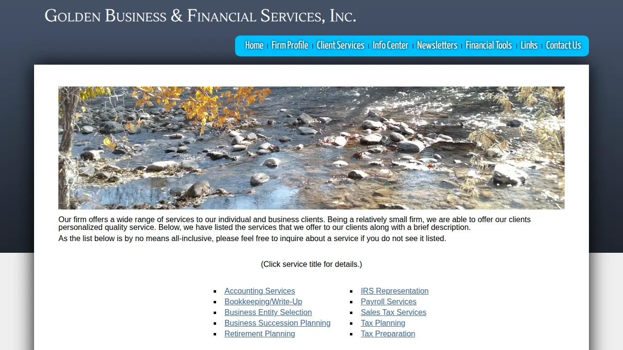 Golden Business & Financial Sv page