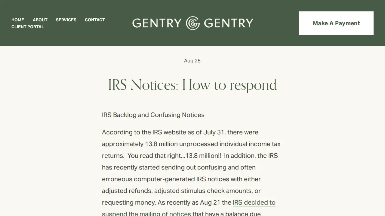 Gentry & Gentry CPA page