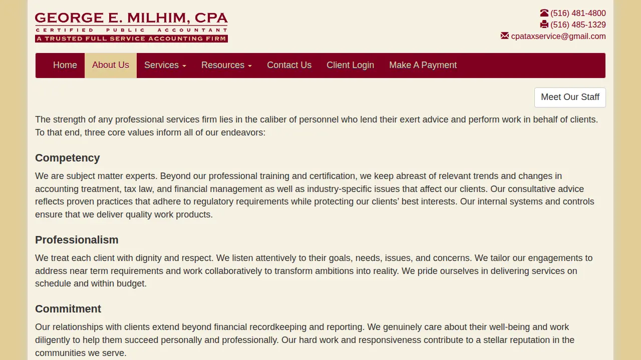 George E. Milhim CPA page