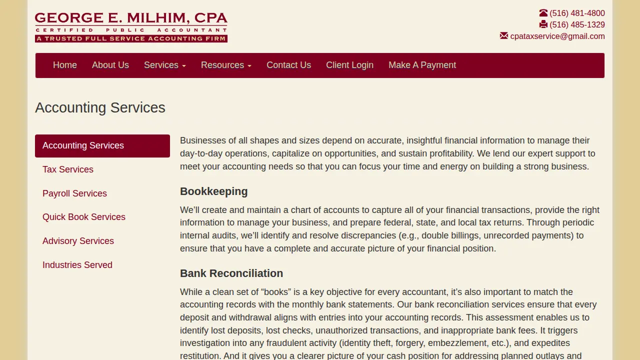George E. Milhim CPA page