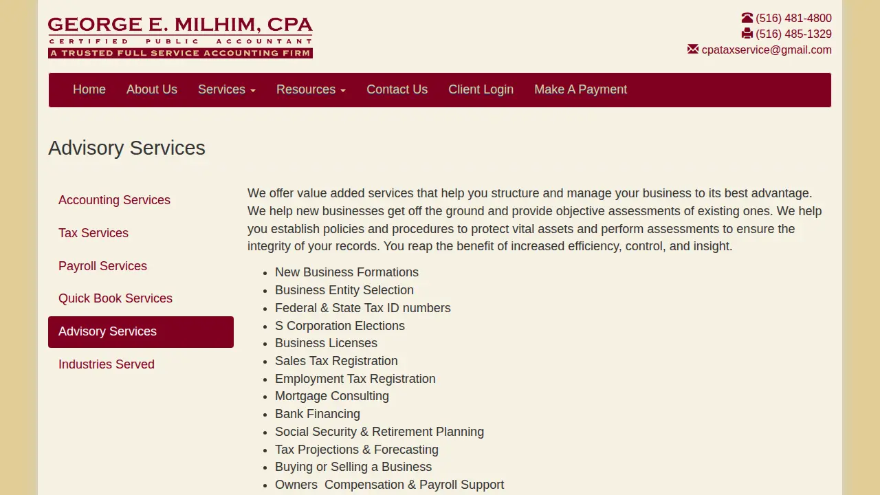 George E. Milhim CPA page