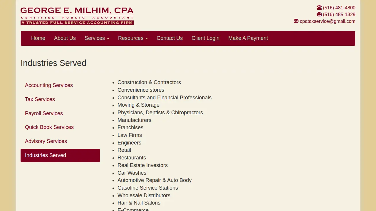 George E. Milhim CPA page
