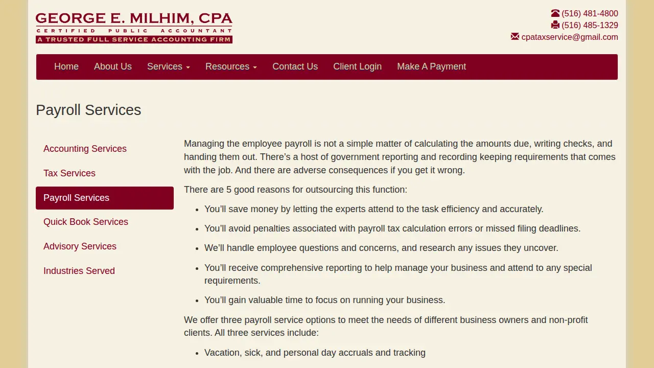 George E. Milhim CPA page
