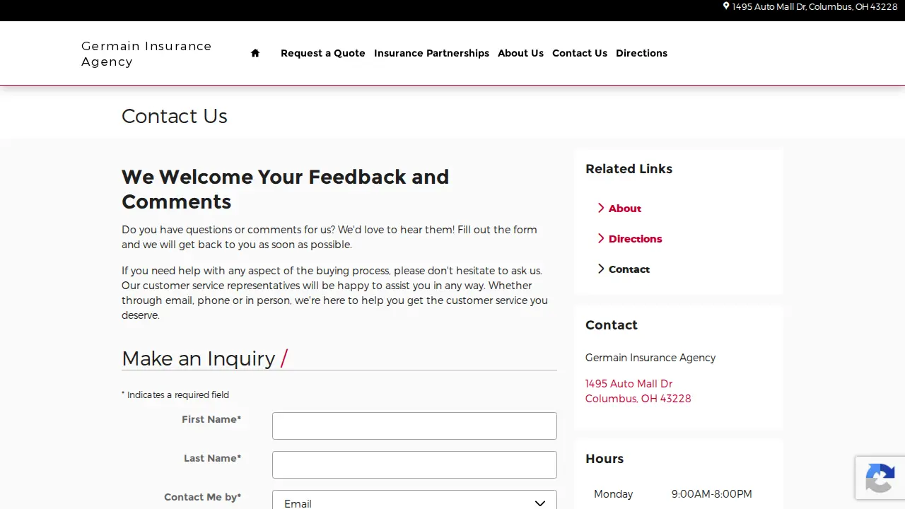 The Germain Insurance Company page