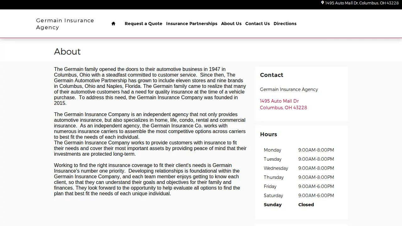 The Germain Insurance Company page