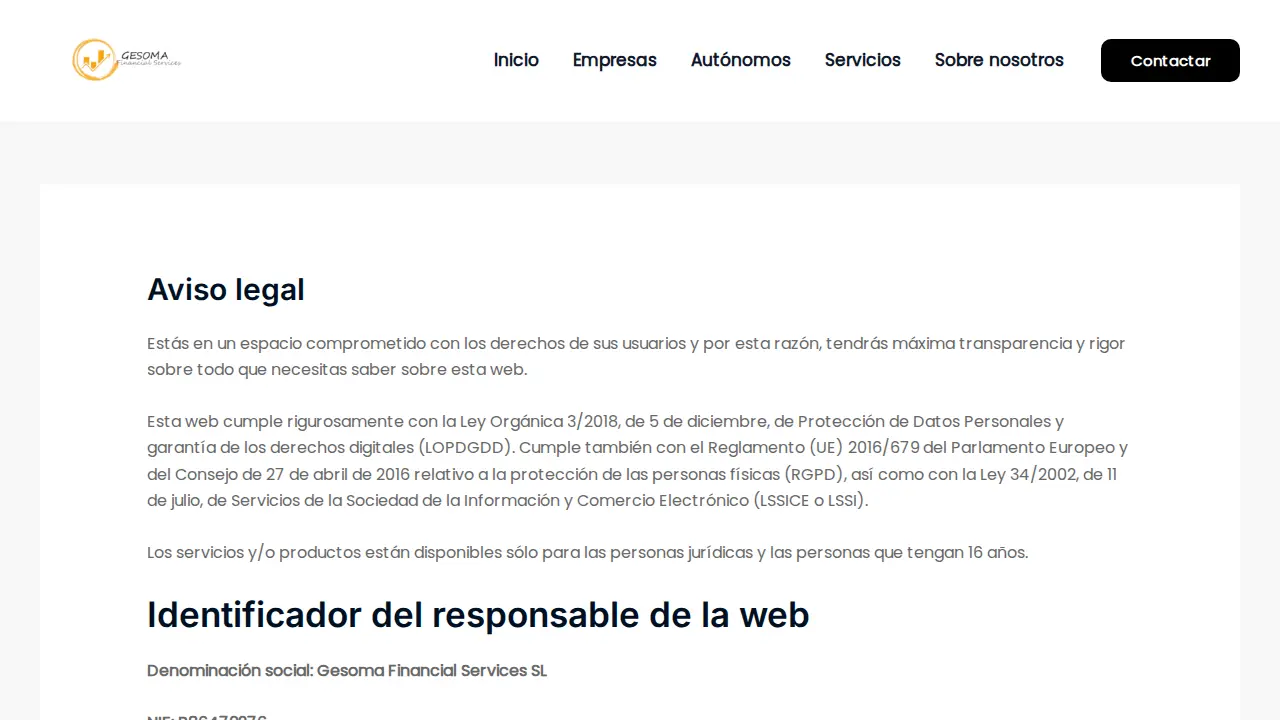 Gesoma Financial Services page