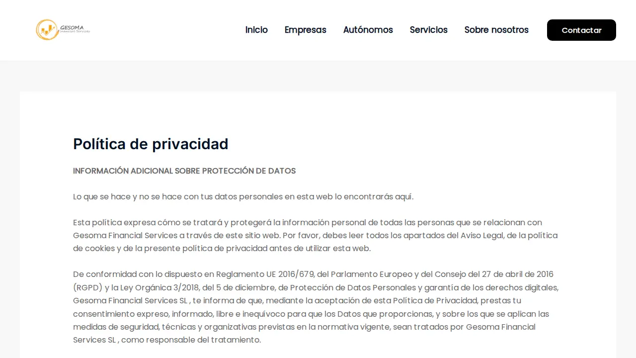 Gesoma Financial Services page