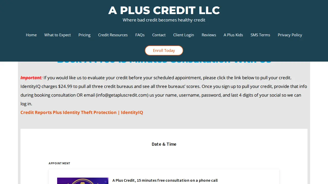 A Plus Credit LLC page