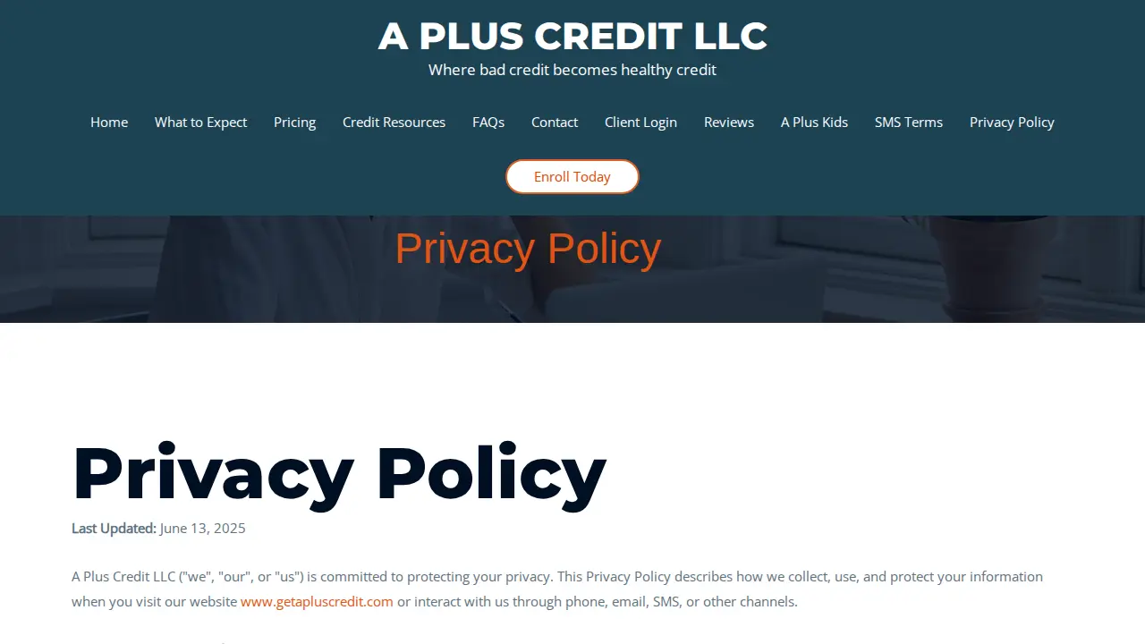A Plus Credit LLC page