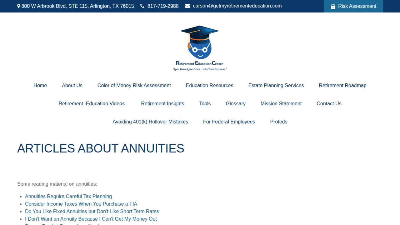Carson Enterprise (Retirement Education Center) page