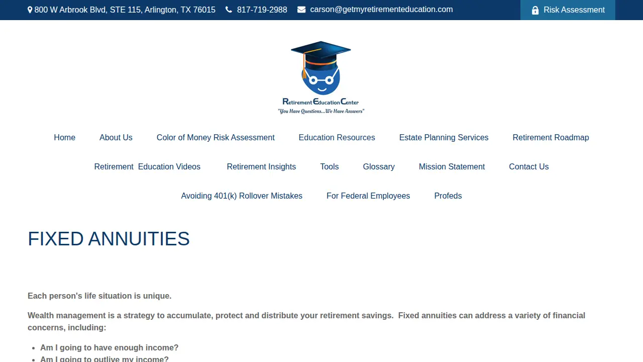 Carson Enterprise (Retirement Education Center) page