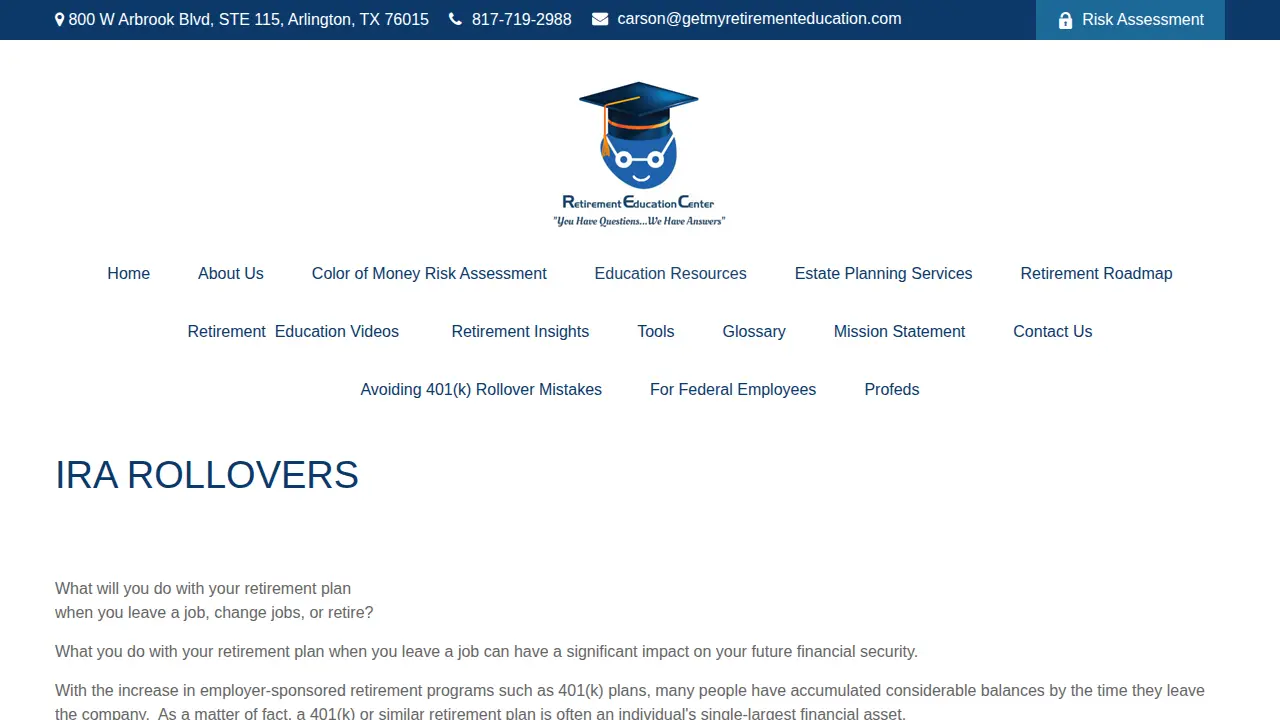Carson Enterprise (Retirement Education Center) page