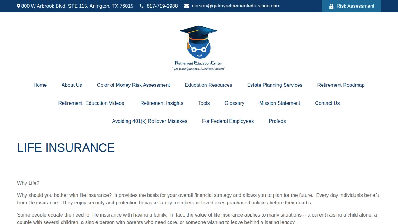 Carson Enterprise (Retirement Education Center) page
