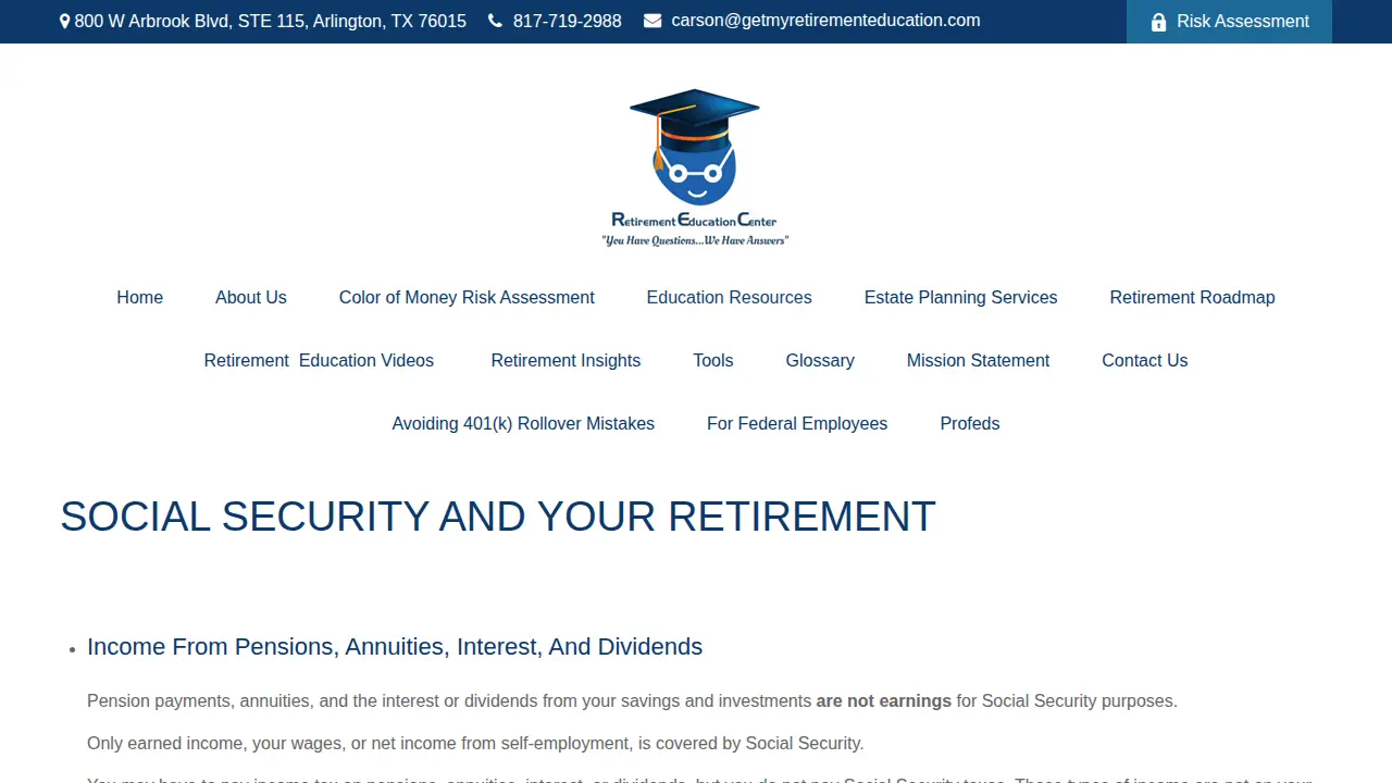 Carson Enterprise (Retirement Education Center) page