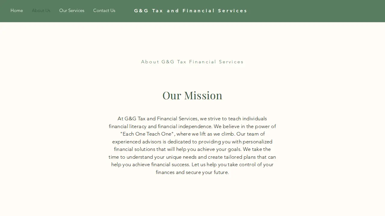 G&G Tax and Financial Services page