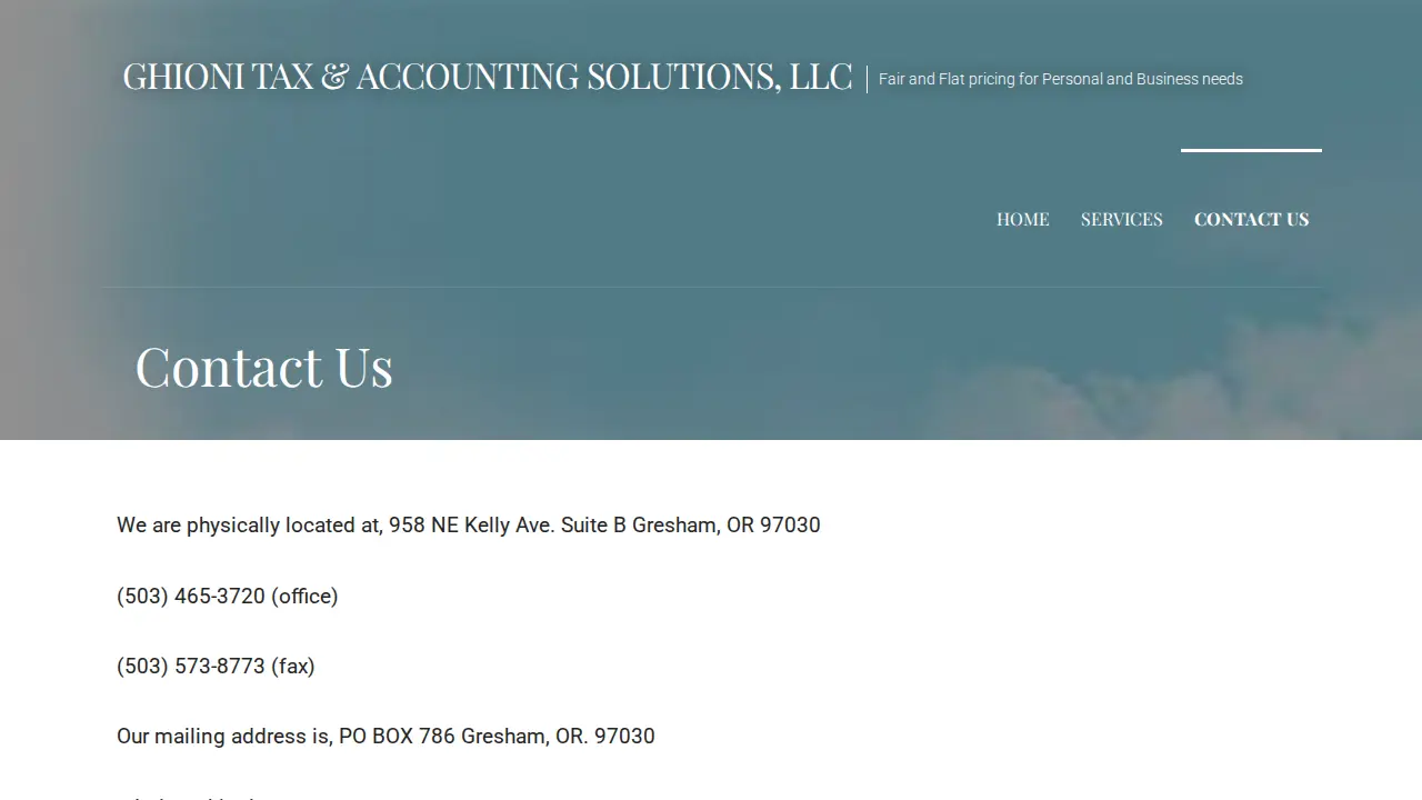 Ghioni Tax & Accounting Solutions page