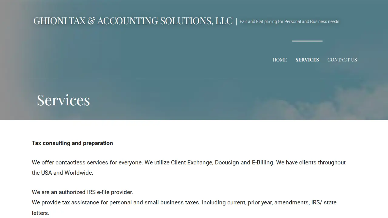 Ghioni Tax & Accounting Solutions page