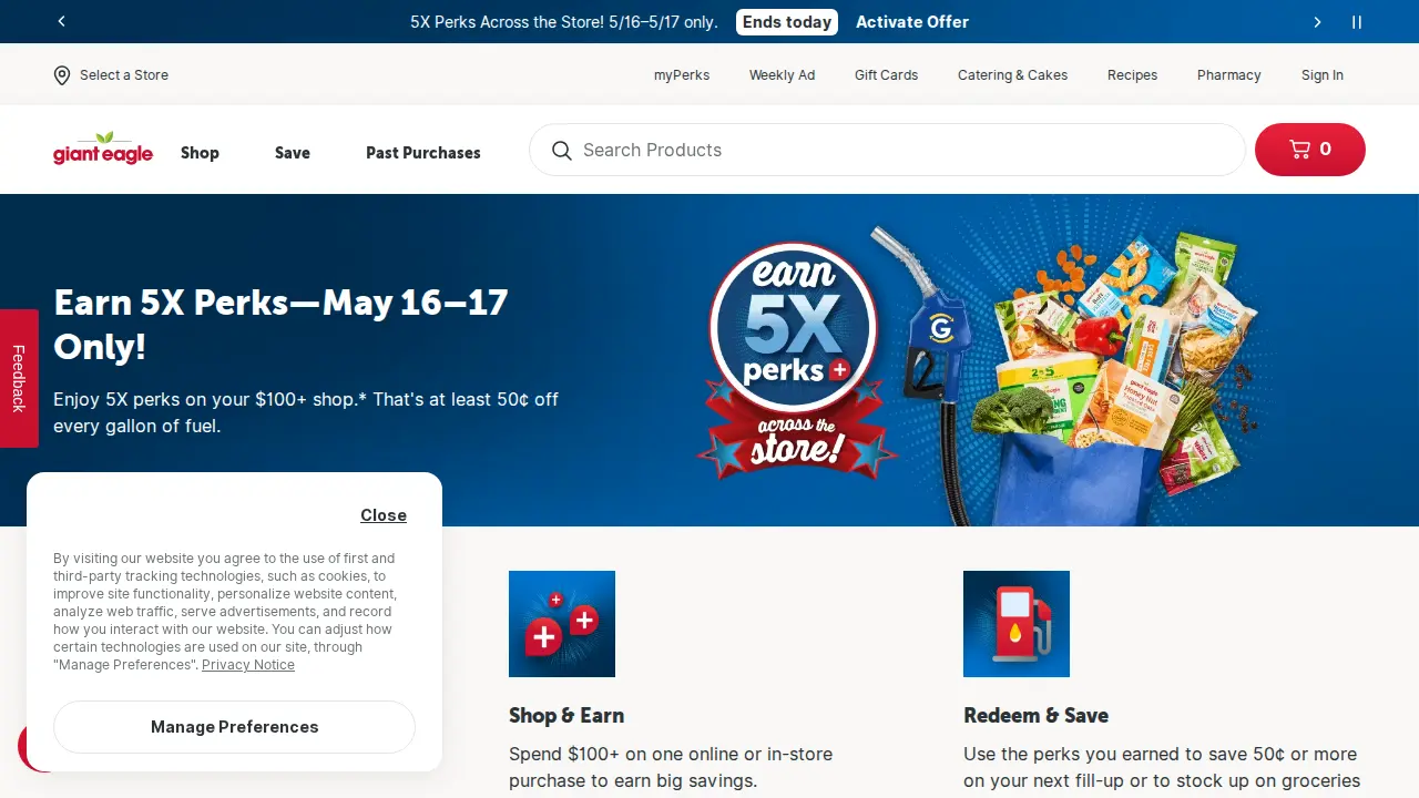 Giant Eagle Pharmacy page