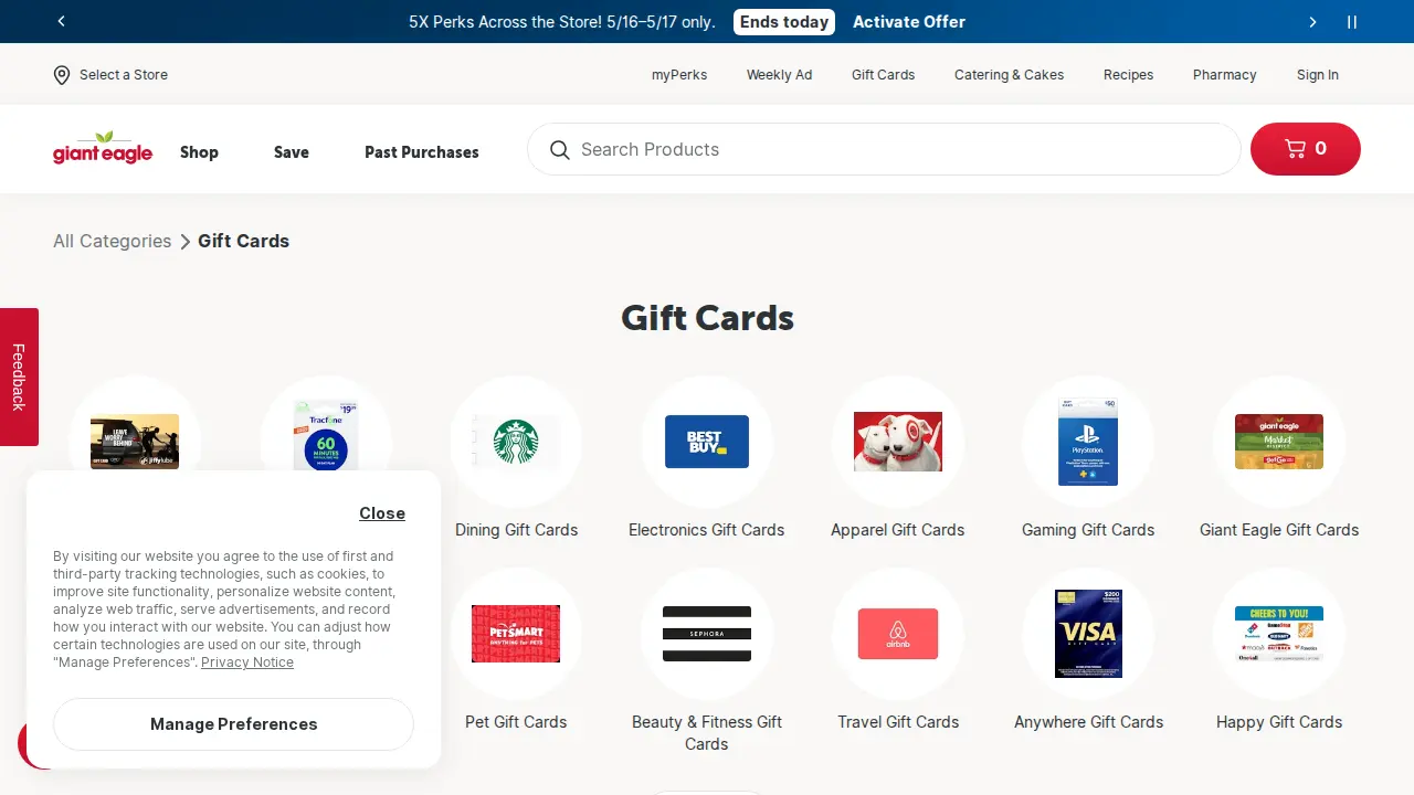 Giant Eagle Pharmacy page