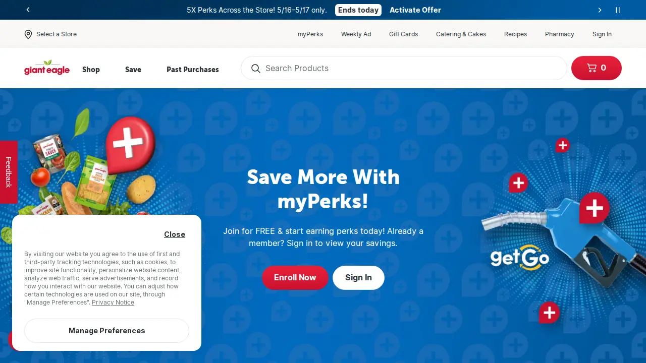 Giant Eagle Pharmacy page