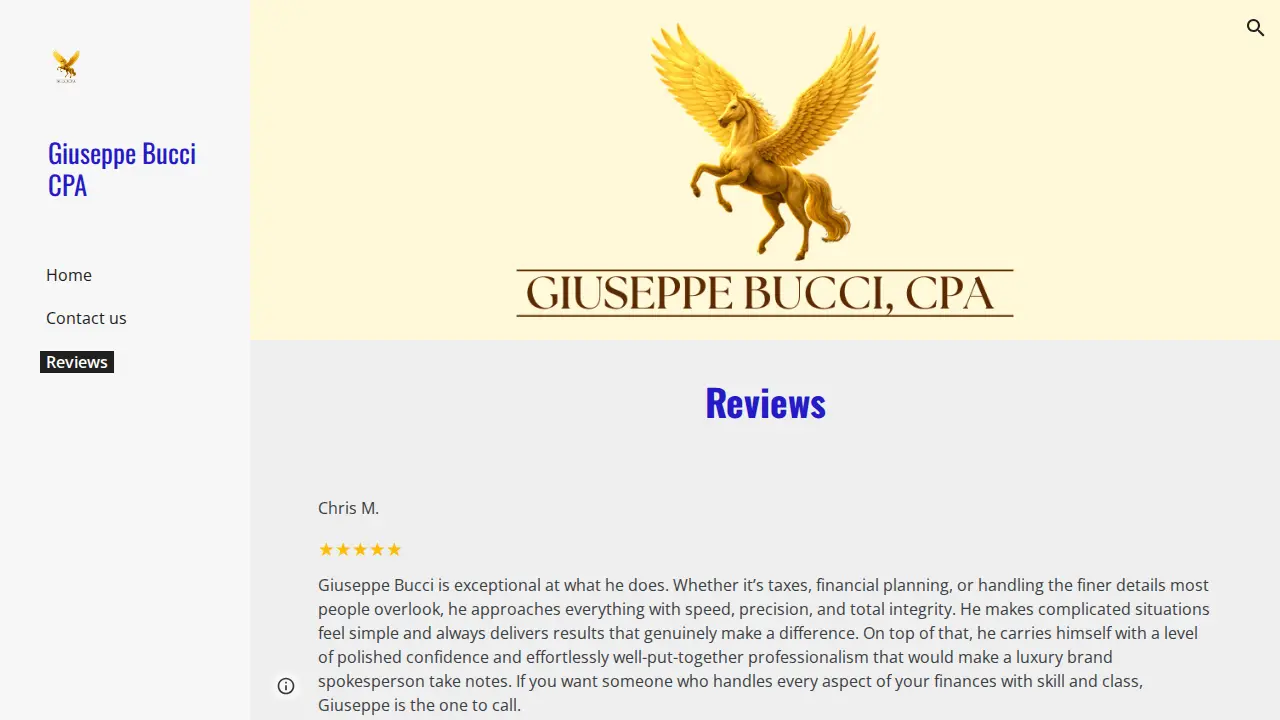 Giuseppe Bucci, CPA page