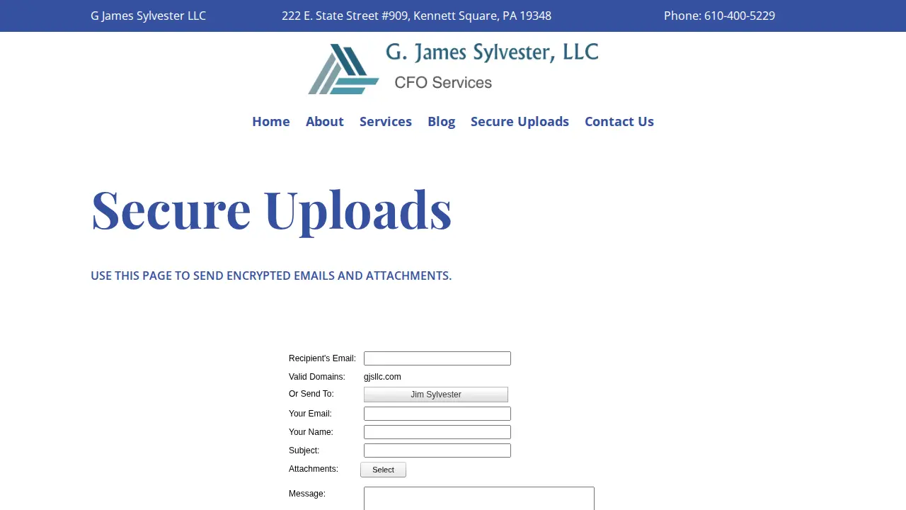 G James Sylvester LLC - a CFO Services Company page