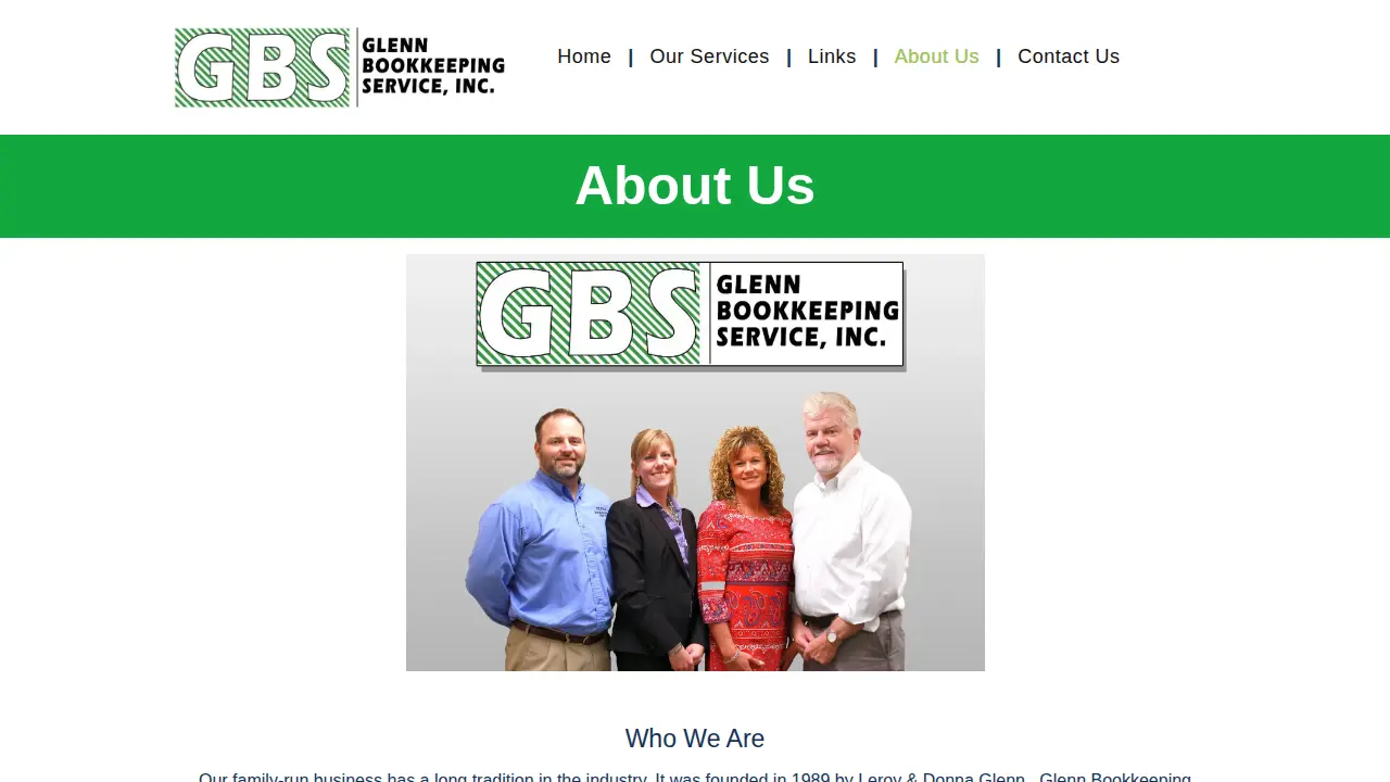Glenn Bookkeeping Service page