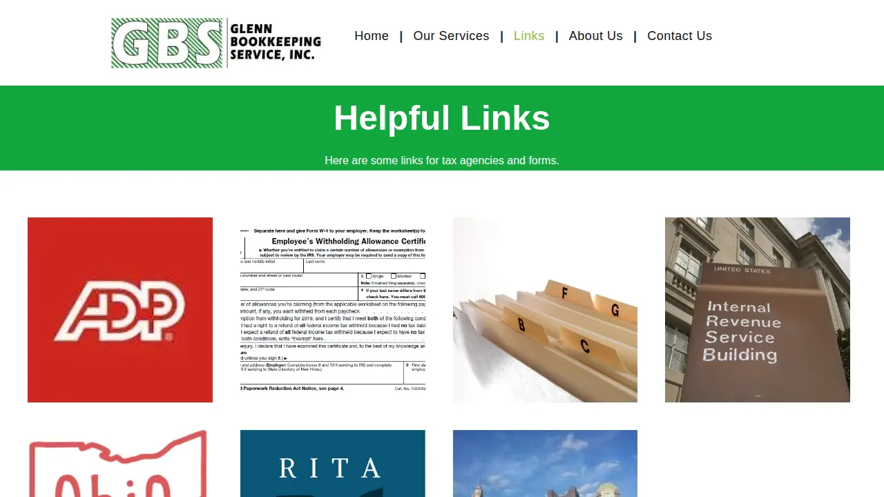 Glenn Bookkeeping Service page