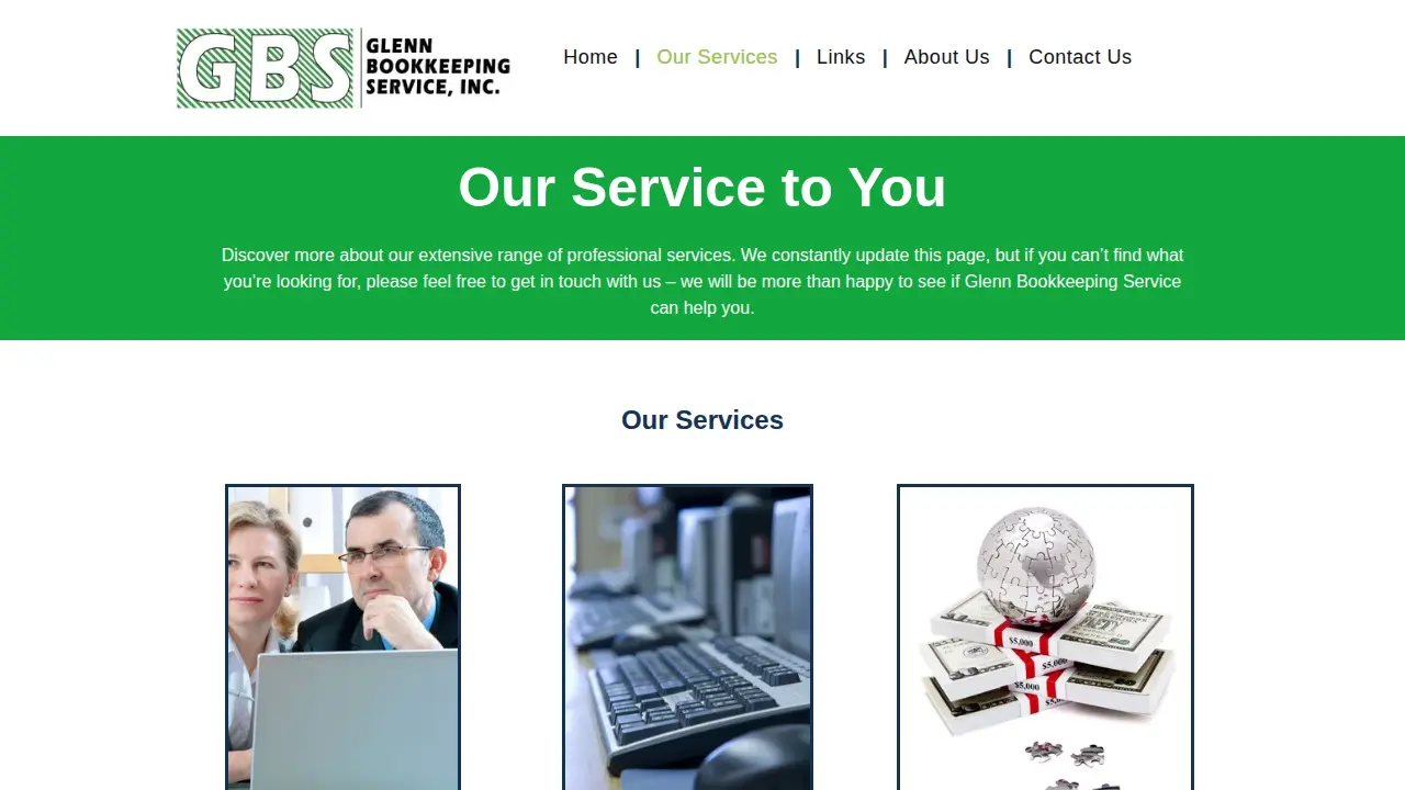 Glenn Bookkeeping Service page