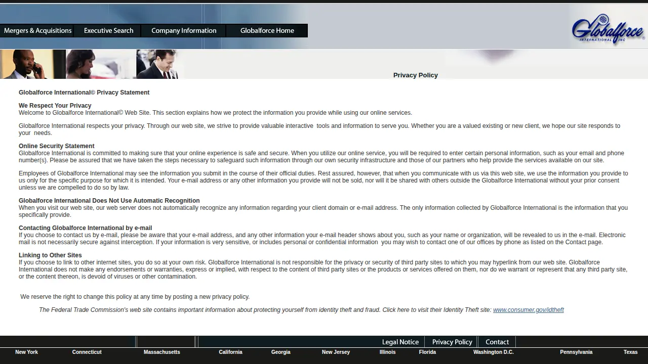 Globalforce International Inc page