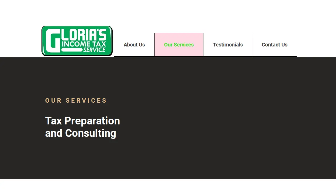 Gloria's Income Tax Service page
