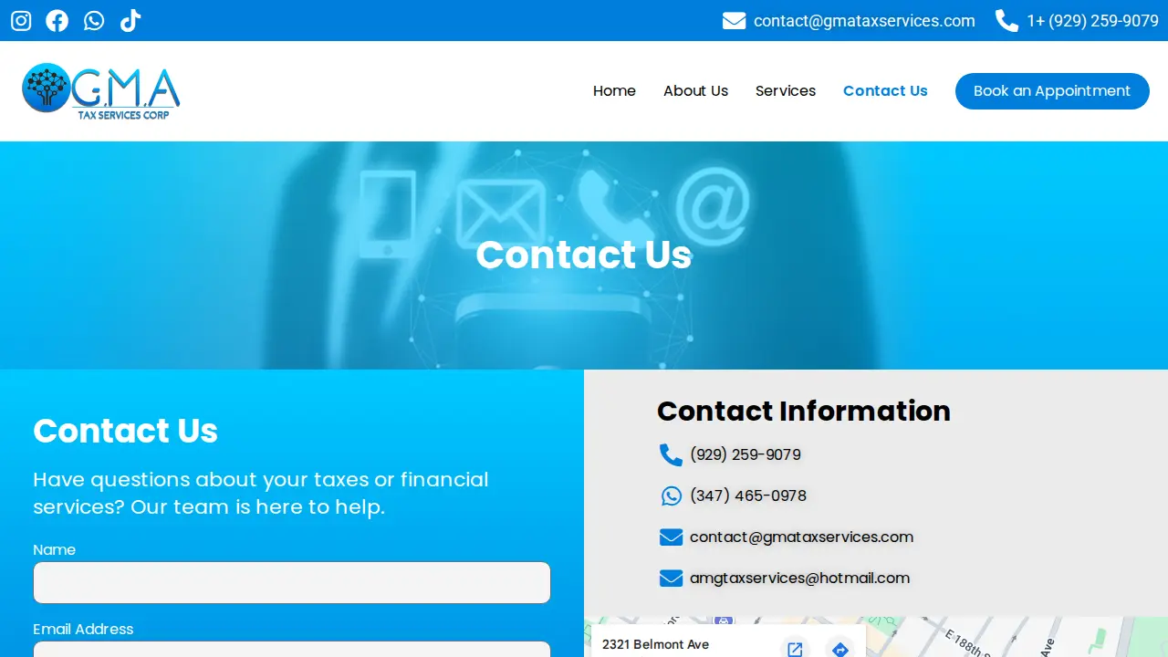 G.M.A TAX SERVICES CORP page