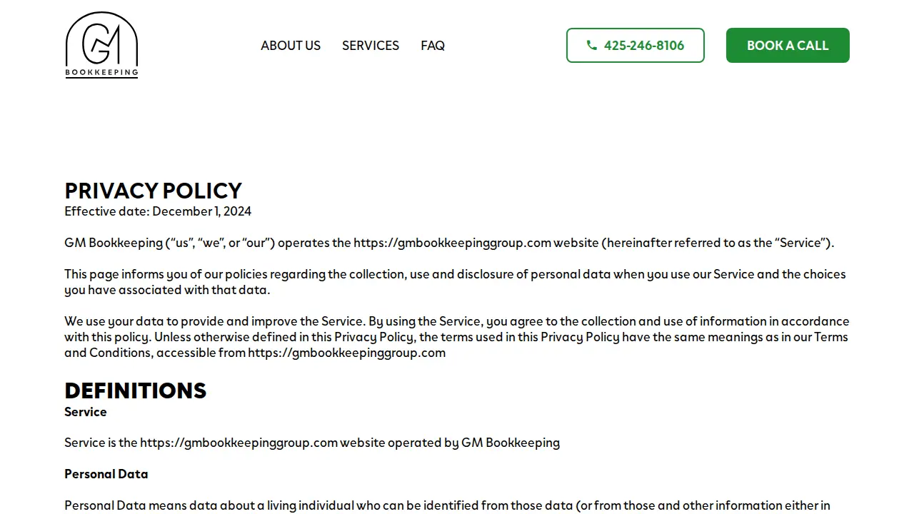 GM Bookkeeping Group page