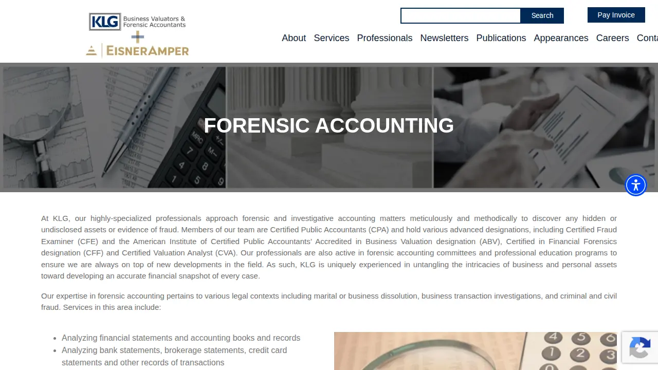 KLG Business Valuators & Forensic Accountants, LLC page
