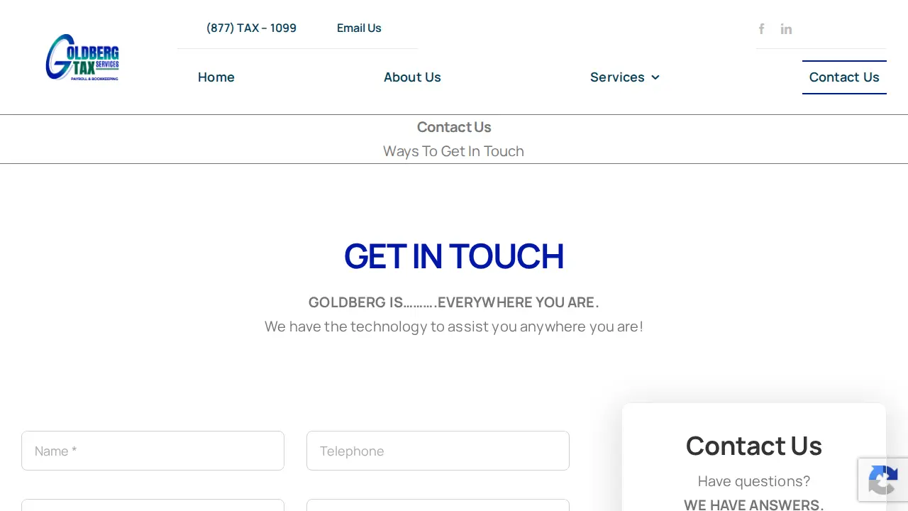 Goldberg Tax Services page