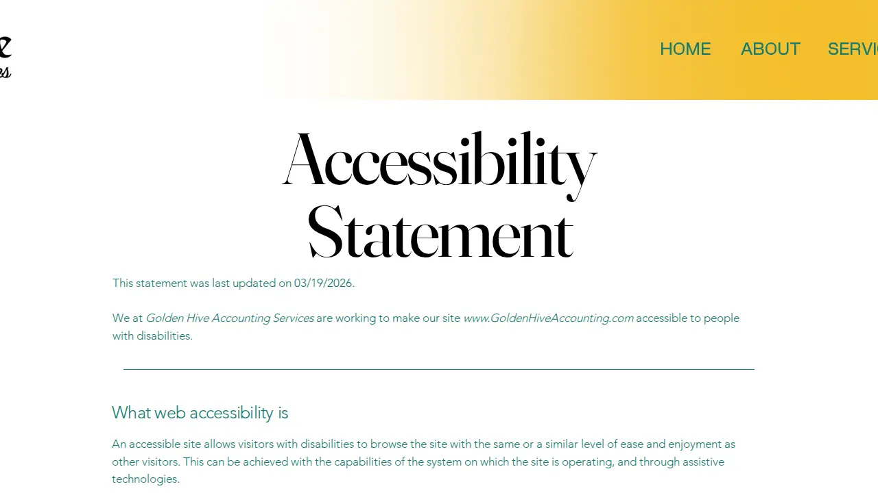 Golden Hive Accounting Services page