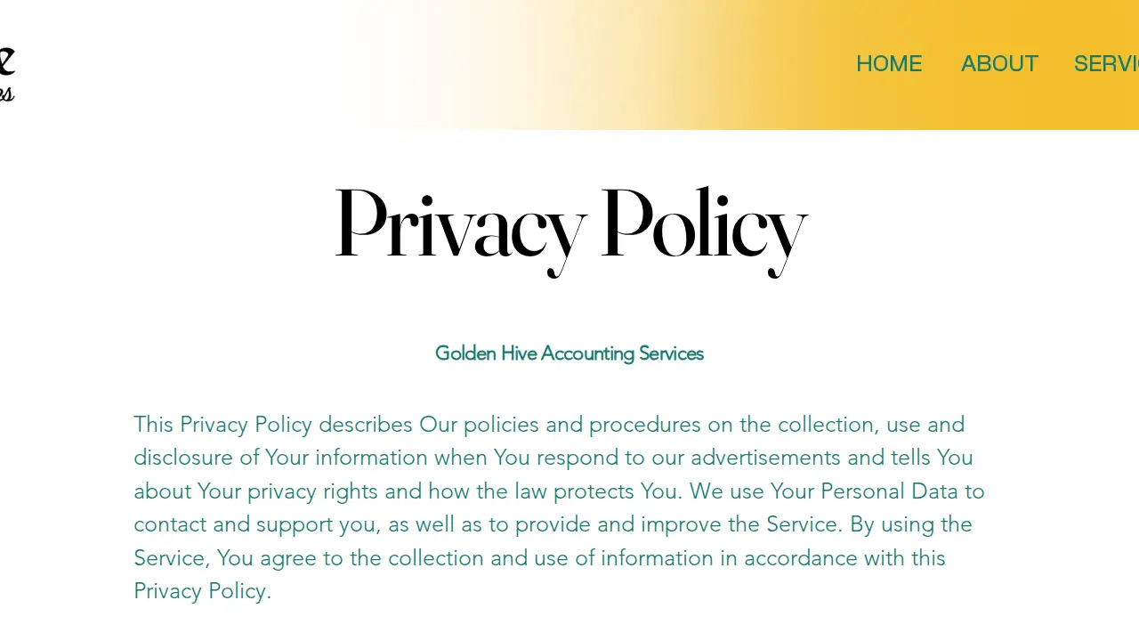 Golden Hive Accounting Services page