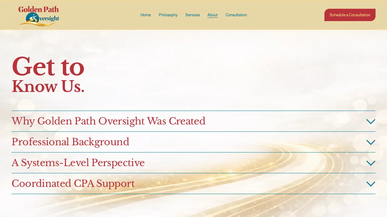 Golden Path Oversight page