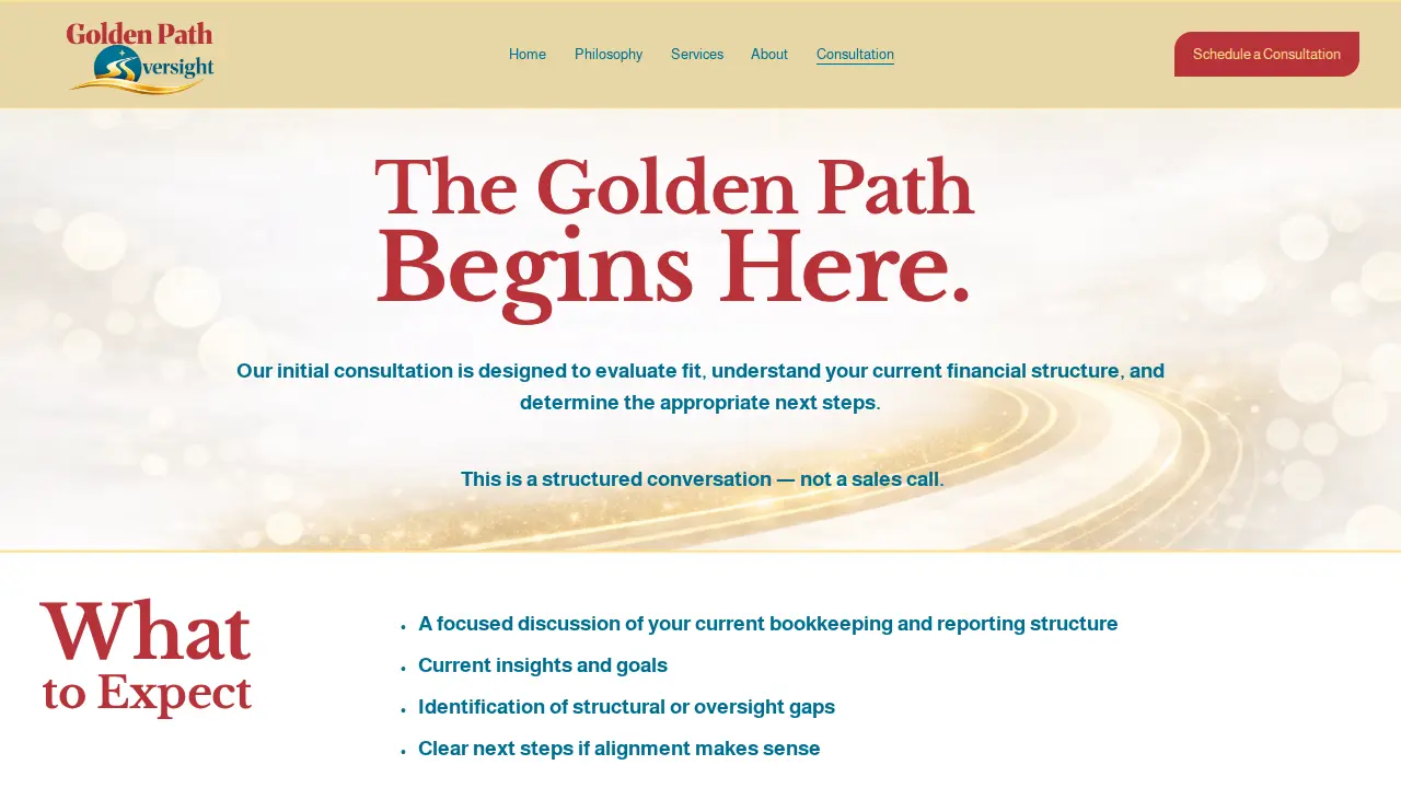 Golden Path Oversight page