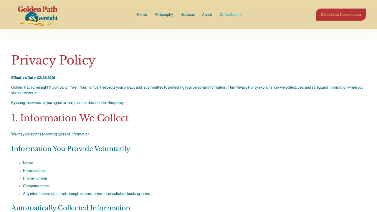 Golden Path Oversight page