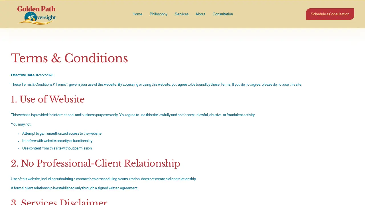 Golden Path Oversight page