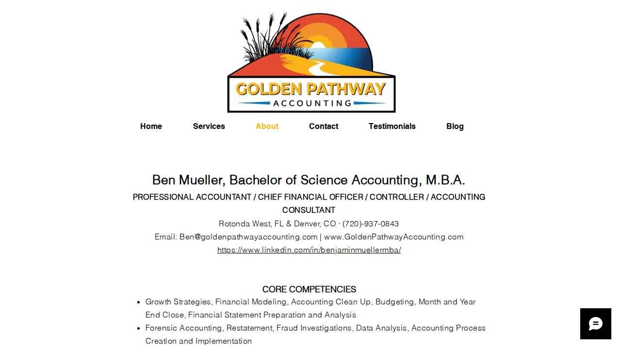 Golden Pathway Accounting page