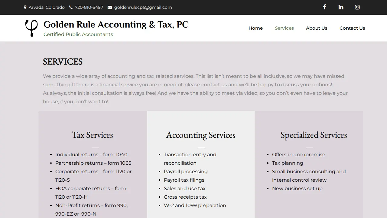 Golden Rule Accounting & Tax, PC page