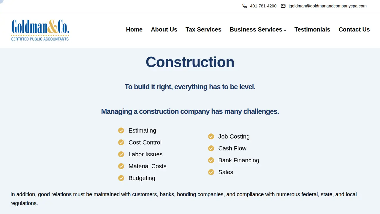 Goldman & Company, CPAs page