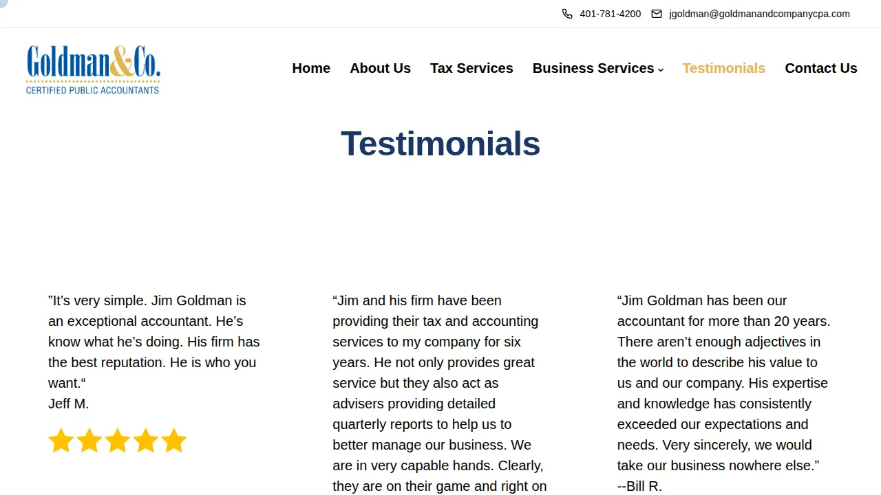 Goldman & Company, CPAs page